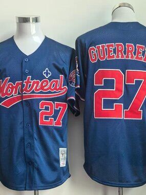 Vladimir Guerrero #27 Navy Blue Retro Baseball Jersey